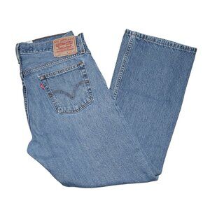 Levis 527 Low Rise Bootcut Jeans Men's Size 34x30 Medium Wash Distressed Denim